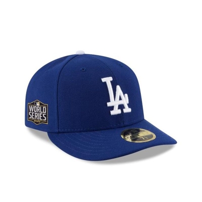 Blue Los Angeles Dodgers Hat - New Era MLB World Series Side Patch Low Profile 59FIFTY Fitted Caps USA9725430